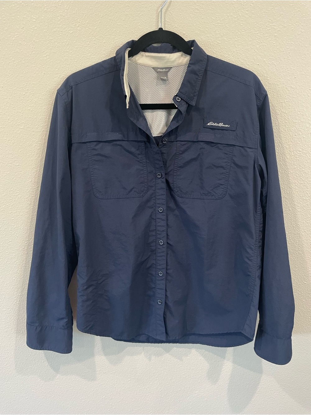 Eddie Bauer Navy Button-Down Performance Outdoor Shirt - Picture 2 of 8